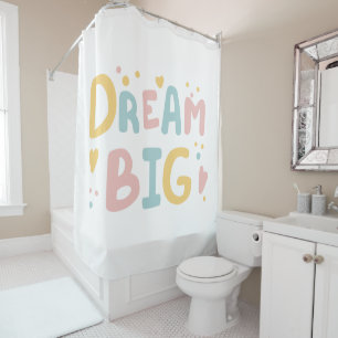 Dream Big Pastel Hearts Shower Curtain