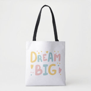 Dream Big Pastel Hearts Tote Bag
