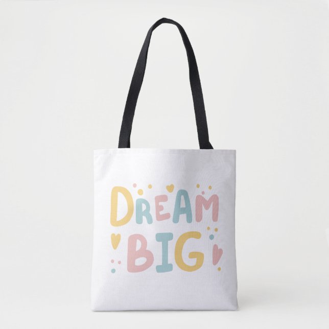 Dream Big Pastel Hearts Tote Bag (Front)