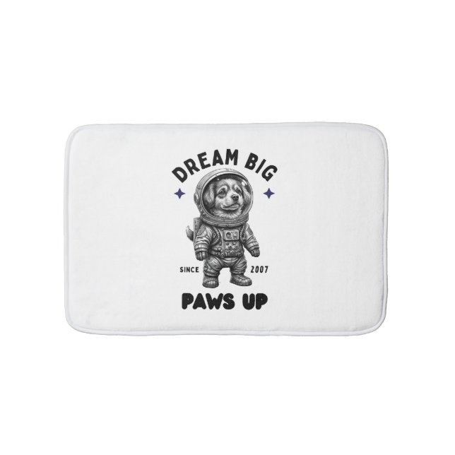 Dream Big Paws Up Astronaut Dog Bath Mat (Front)