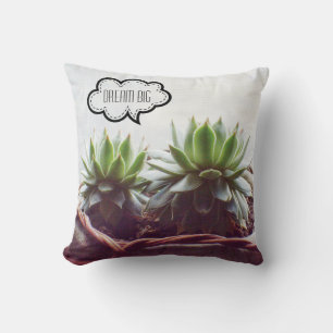 Dream Big Phrase Succulent Aeonium Cushion