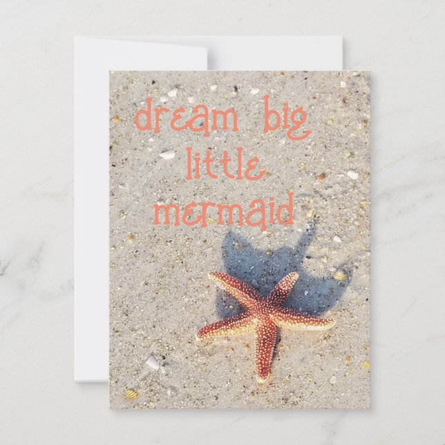 Dream Big pretty starfish on beach card (Front)