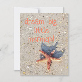 Dream Big pretty starfish on beach card
