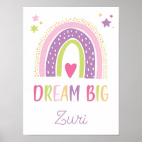 Dream Big Rainbow Hearts Stars Girls