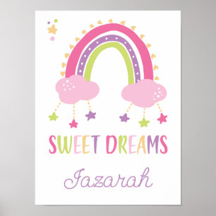 Dream Big Rainbow Hearts Stars Girls Poster