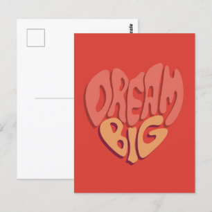 Dream Big: Red Heart Powerful Slogan Postcard