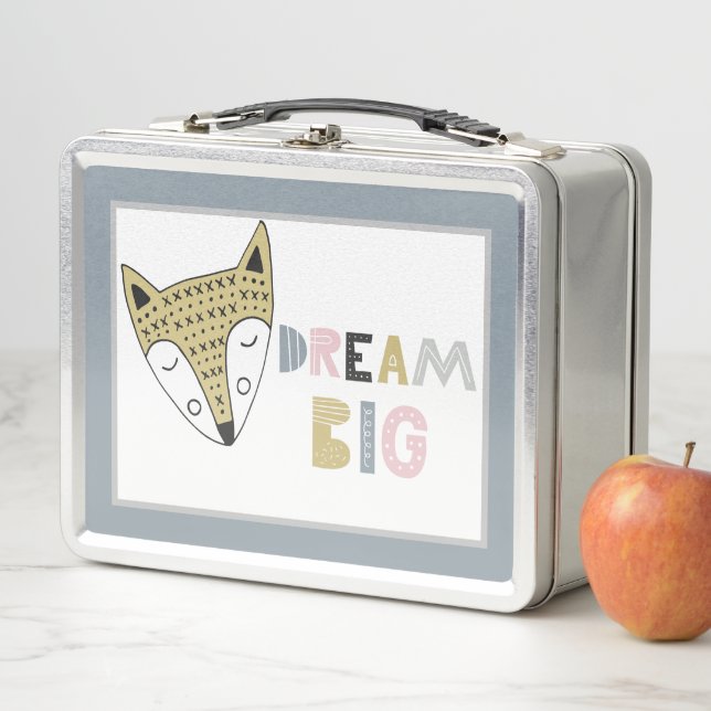 Dream Big Scandinavian Fox  Metal Lunch Box (In Situ)