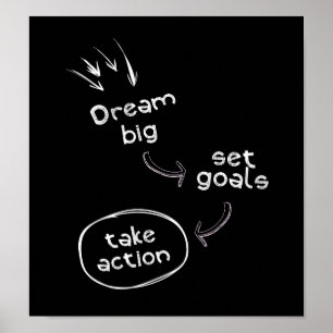 Dream big set goal take action motivational quote poster