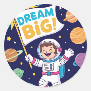 Dream Big with a Kid Astronaut Classic Round Sticker