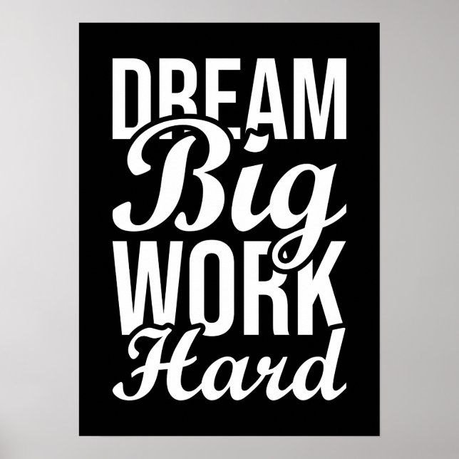 Dream Big Work Hard - Gym, Hustle, Success Poster (Front)