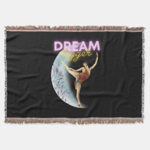 Dream Bigger Vintage Ballet Dancer Throw Blanket