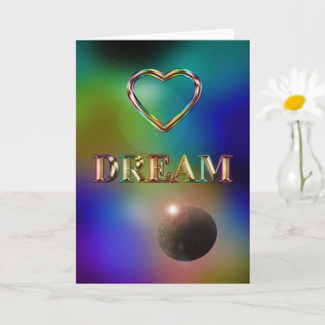 Dream blank greeting card cosmos rainbow heart (Small Plant)