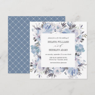 Dream Blue   Fancy Spring Floral Diamond Wedding Invitation