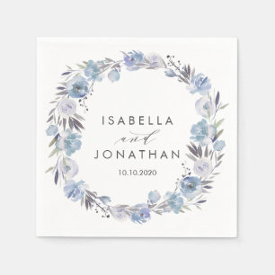Dream Blue Floral Rustic wedding Personalised Napkin