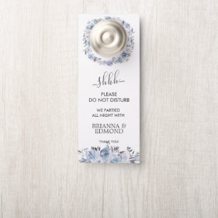 Dream Blue Floral Wedding Guest Do Not Disturb Door Hanger