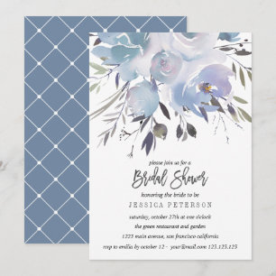 Dream Blue Flowers Wedding Bridal Shower party Invitation