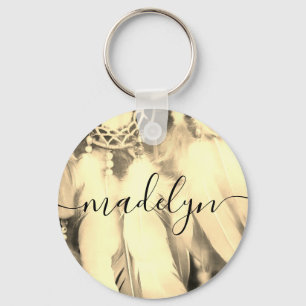 Dream Boho Bohemian Style Dreamcatcher Feathers  Key Ring