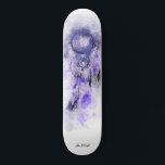 *~* Dream Boho Catcher Sacred Tribal Shamanic  Skateboard<br><div class="desc">* Western BOHO American Watercolor Abstract Dream Catcher Journey with lovely Feathers as a Shamanic symbol for a Native American Spiritual Healer or BOHEMIAM design. * . *** The colours are mostly PURPLE LAVENDER , on WHITE. This spirit based esoteric popular boho creative abstract modern dreamcatcher and feathers design will...</div>