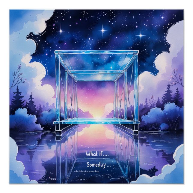 Dream Bridge – Surreal Watercolor Night Poster (Front)
