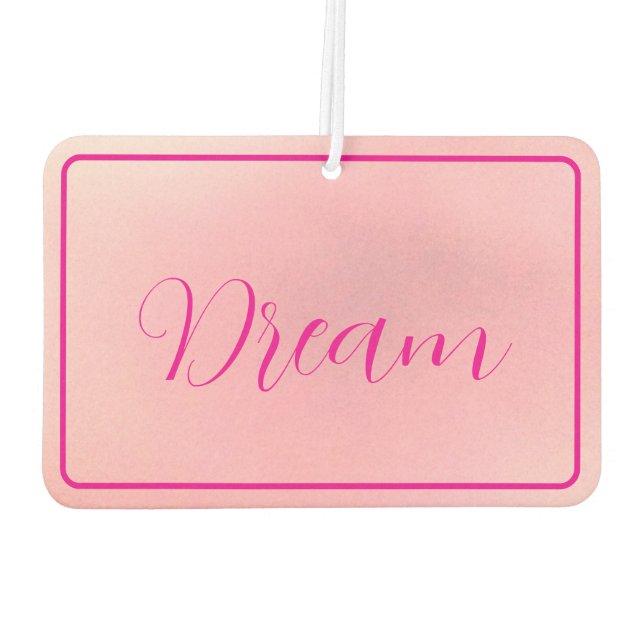 "Dream" Bright Pink Letter Gradient Pink  Car Air Freshener (Back)