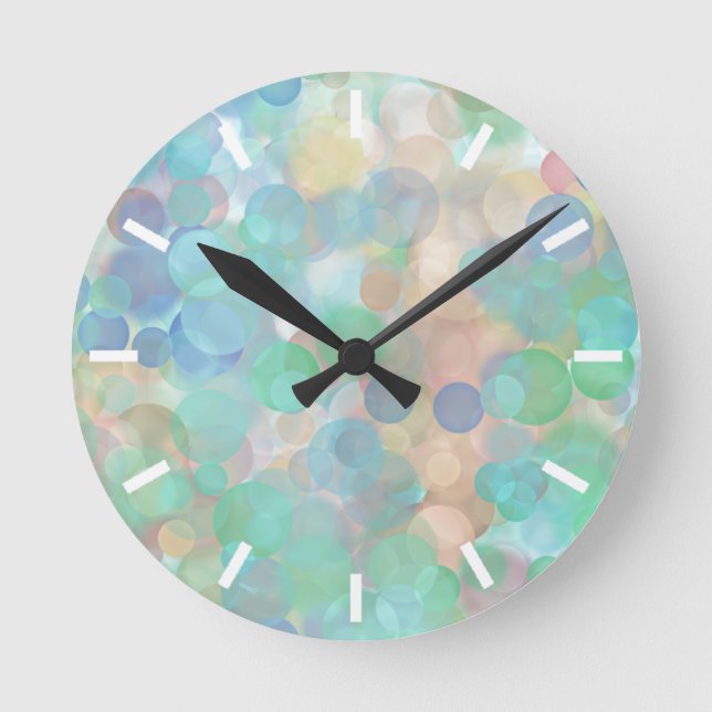 Dream Bubbles Blue and Tan Round Clock (Front)