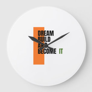 Dream. Build. Become. – Inspirational Growth & Suc Large Clock