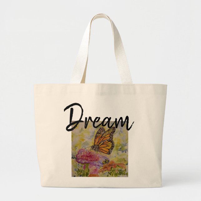 Dream Butterfly Jumbo Canvas Tote Bag (Front)