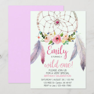 Dream Catcher 1st Birthday Invitation