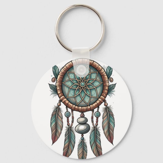 Dream Catcher Aluminium Circle Keychain (Front)