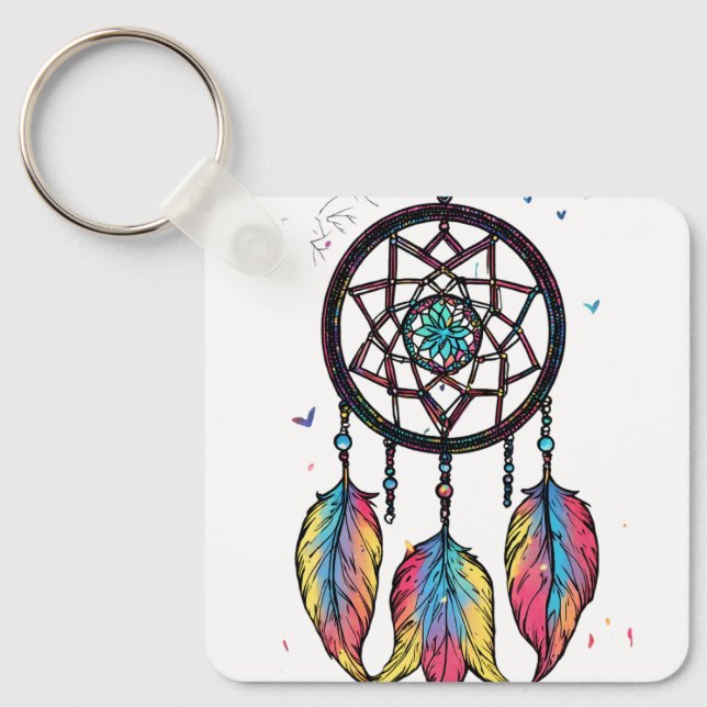 Dream Catcher Aluminium Square Keychain (Front)