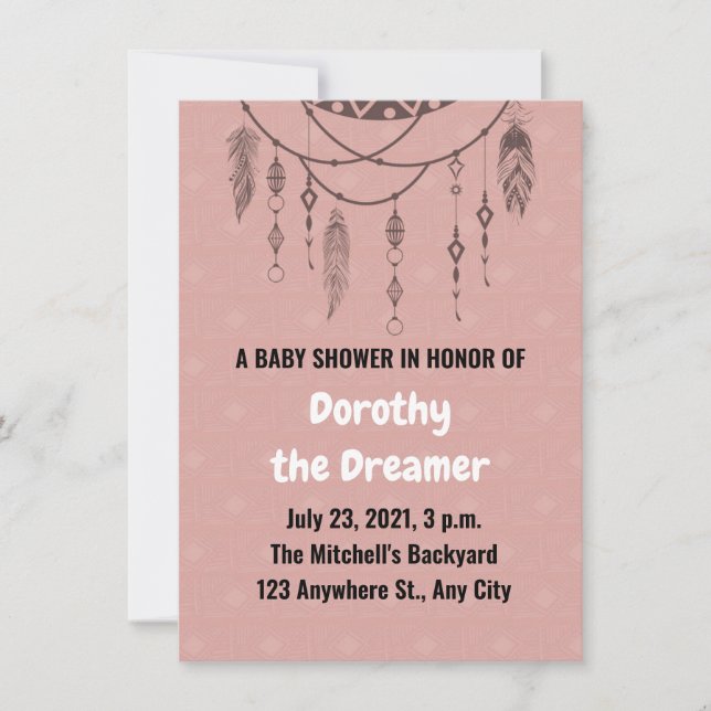 Dream catcher baby shower invitation (Front)