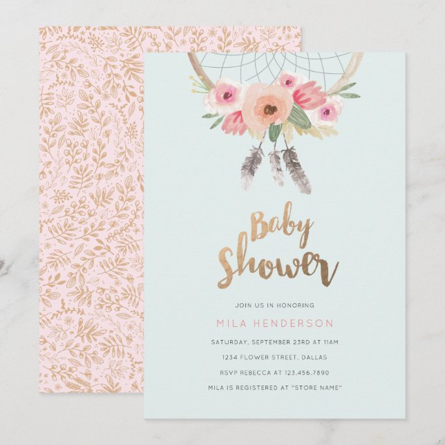 Dream Catcher Baby Shower Invitation (Front/Back)