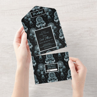 Dream Catcher Baby Shower, It's a Boy! All In One Invitation