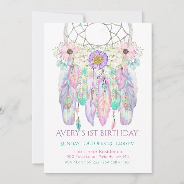 Dream Catcher Boho Feathers Arrows Invitation (Front)