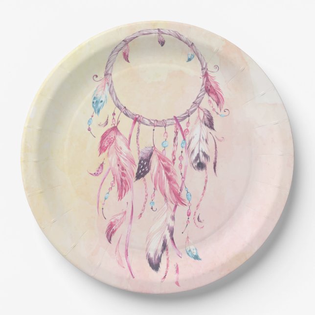 Dream Catcher Boho Paper Plate (Front)