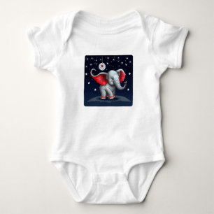 Dream Catcher Cute Baby Elephant. Night Sky Bodysuit