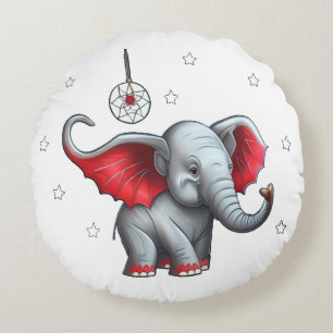 Dream Catcher Cute Baby Elephant. Transparent Back Round Cushion
