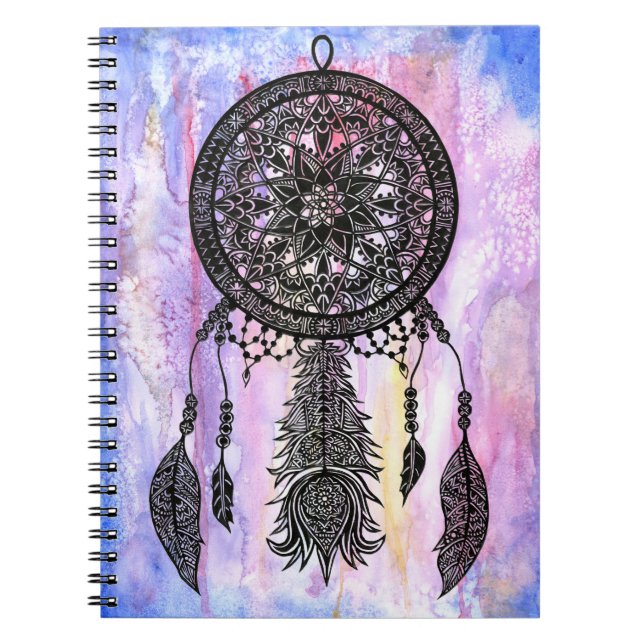 Dream Catcher Design w/ Watercolor Backdrop Notebook (Front)