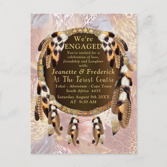 Dream Catcher Engagement Invitation Postcard (Front)