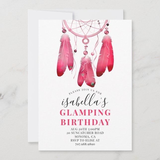 Dream Catcher Glamping Birthday   Invitation (Front)