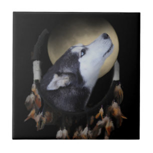 Dream Catcher Husky Art Tile