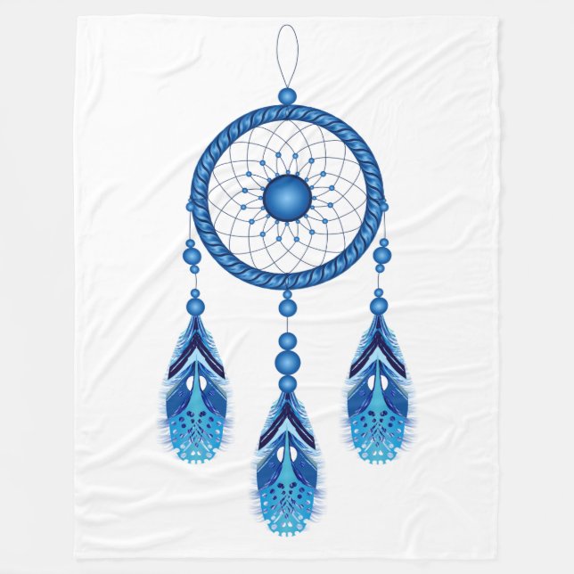 DREAM CATCHER in BLUE Fleece Blanket (Front)