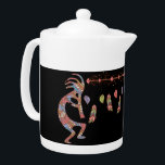 Dream Catcher Kokopelli<br><div class="desc">Alien or Life Form Dream Catcher Kokopelli Tea Pot. Native American Southwestern Style Abstract Kokopelli playing flute for feathers of a Dream Catcher. Inspired by symbols from Cave Petroglyphs. Change background colour combination to match your taste. Kokopelli is a fertility deity, a humpbacked flute player, Native American cultures. Attributed to...</div>