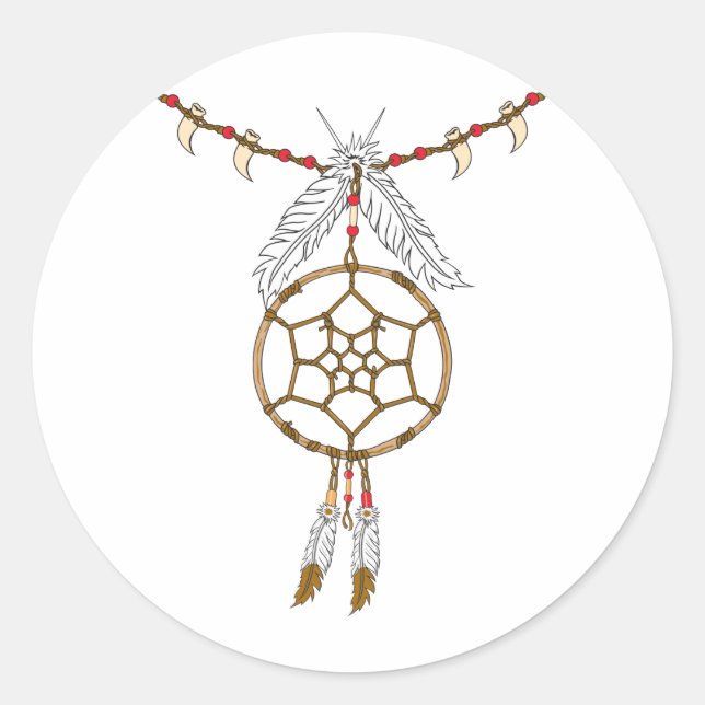 Dream Catcher Necklace Classic Round Sticker (Front)