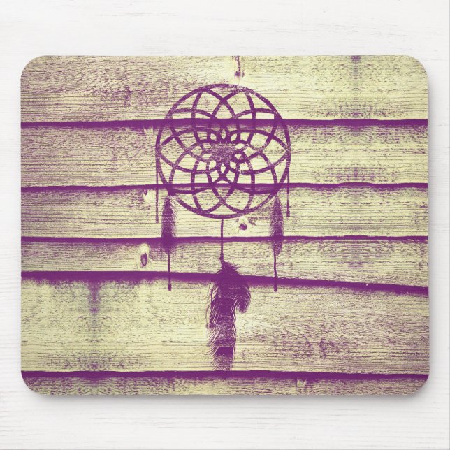 Dream Catcher Purple Wood Mouse Mat (Front)