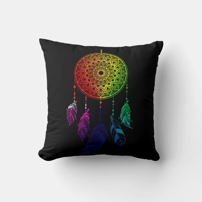 Dream Catcher Rainbow Colours Cushion (Front)