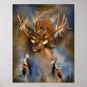 Dream Catcher Series -Spirit Of The Elk Poster