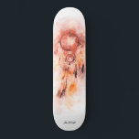 *~* Dream Catcher Shaman Sacred Tribal . Shamanic Skateboard<br><div class="desc">* Western BOHO American Watercolor Abstract Dream Catcher Journey with lovely Feathers as a Shamanic symbol for a Native American Spiritual Healer or BOHEMIAM design. * . *** The colours are Pink stain as well as RUST , PEACH , Salmon and grey. This spirit based esoteric popular boho creative abstract...</div>