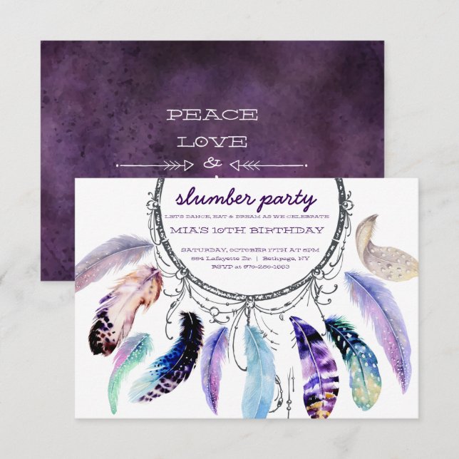 Dream-catcher Slumber Party Invitation (Front/Back)