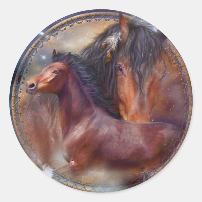 Dream Catcher - Spirit Horses Art Sticker (Front)